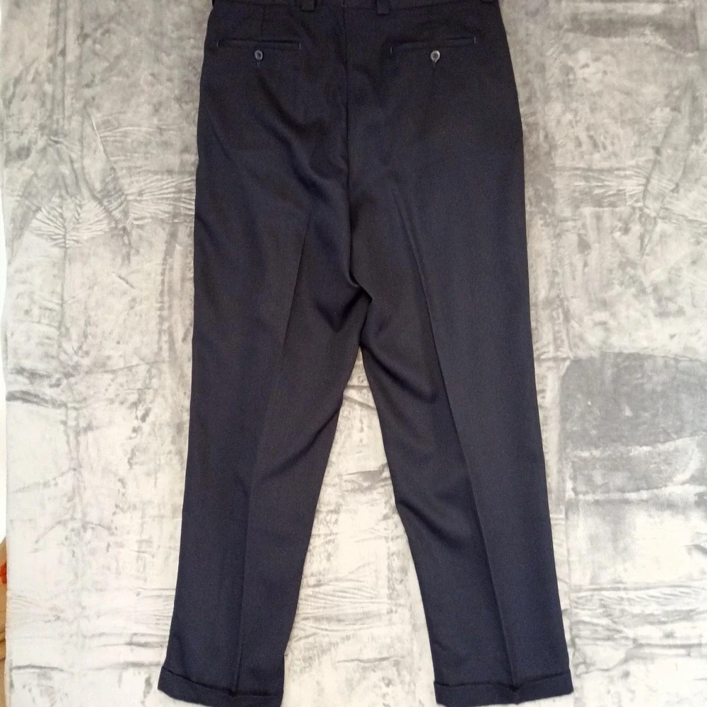 Perry Ellis Portfolio Pants Mens 36x33 Navy Blue Dress Pleated Front Classic Fit